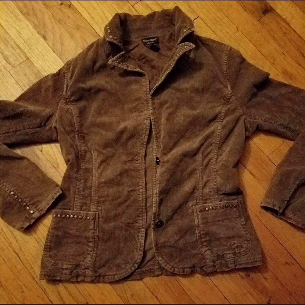 Guess Brown Corduroy Jacket Large Brass Studs